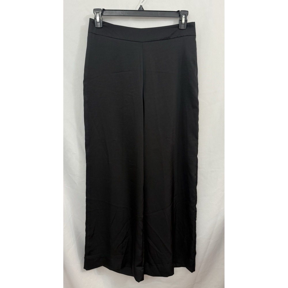 Old Navy Black High Rise Wide Leg Full Length Sateen Pants Dressy Womens Size 10